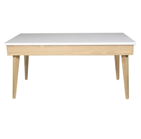 MESA DE CENTRO MODELO KARLA 5 BLANCO Y MADERA DOS CAJONES | Tienda Online